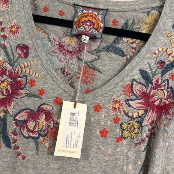 Johnny Was Jessica Tiered Embroidered Midi Dress Heathered Grey Size Small NWT - Picture 6 of 7